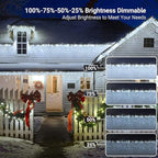 Brizled Color Changing Icicle Lights, 29ft 360 LED Christmas Icicle Lights with Remote, 11 Modes Cool White & Multicolor Xmas Lights for Xmas Wedding Home