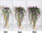 RECUTMS Artificial Fake Hanging Eucalyptus Plants Vine Hanging Plant Outdoor UV Resistant Plastic Plants Artificial Greenery for Bedroom Wall Decor Wedding Party Room Aesthetic Stuff(Fuchsia)