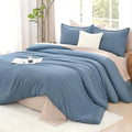 Litanika Grayish Blue Comforter Set Twin/Twin XL Size, 2 Pieces Lightweight Solid Bedding Comforter Set, All Season Fluffy Bed Set (66x90In Comforter & 1 Pillowcase)