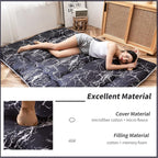 MAXYOYO Black Marble Printed Japanese Futon Floor Mattress, Thicken Sleeping Pad, Roll Up Camping Bed, Folding Couch Topper for Guests, Queen Size