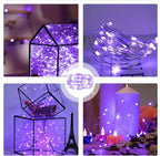 6PCS Purple Fairy Lights Battery Powered with Timer, 7ft 20LEDs Twinkle Mini Lights with Remote,Waterproof Small Silver Wire Firefly Starry for DIY Wedding Party Christmas