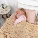 Tuddrom Decorative Extra Soft Faux Fur Blanket Twin Size 70" x 78",Solid Reversible Fuzzy Fluffy Cozy Plush Fleece Comfy Microfiber Blanket for Couch Sofa Bed,Apricot