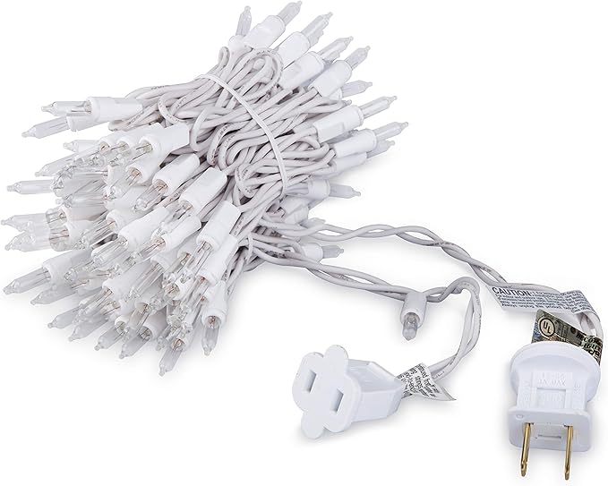 612 Vermont 100 Clear Christmas Lights on White Wire, UL Approved for Indoor/Outdoor Use, 18 Foot of Lighted Length, 20 Foot of Total Length (Pack of 2)