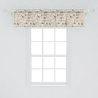 Ambesonne Modern Window Valance Pack of 2, Coffee Time Vintage Espresso Machine Cupcakes Beans Design, Rod Pocket Curtain Valances for Kitchen Bedroom, 54" X 12", Pale Pink Beige