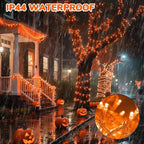 66Ft 200LED Orange Christmas Lights Plug in,Connectable Christmas Tree Lights,8 Modes String Lights Indoor Outdoor for Halloween Tree Party Bedroom Garden Decor (Clear Wire)
