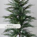 CG Hunter Holiday Collection, Set-of-1 Faux Cedar Trees, Premium Artificial Indoor Cedar Tree Stands 36" Tall in Creme Pot–Perfect Christmas Decoration