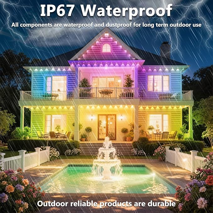 500Ft Outdoor LED Strip Lights Waterproof,Music Sync RGB IP68 Outside Led Rope Lights with App and Remote,Exterior for Deck,Balcony,Roof,Garden,Pool (150M)