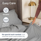 Full Size 4 Piece Sheet Set - Comfy Breathable & Cooling Bed Sheets Set - Hotel Luxury Bedding for Women, Men, Kids, Teens, Boys & Girls - Deep Pockets, Soft & Wrinkle Free - Grey (Heathered Sheets)