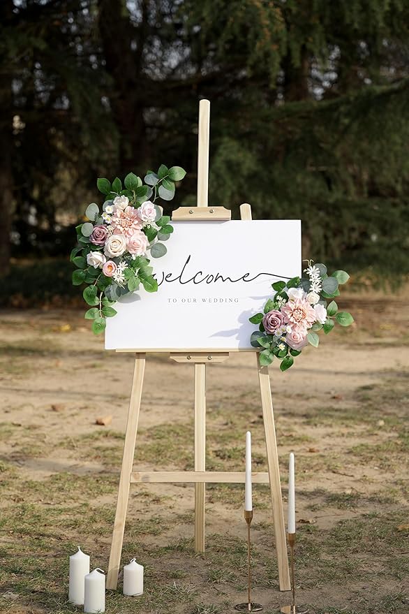 Artificial Flowers Decorations Pack of 2,Centerpieces for Wedding Reception Backdrop Decoration, Floral Decor Wall Home Entryway OutdoorDecorations (Pink)