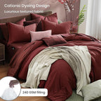 Monbix King Size Comforter Set Red, Cationic Dyeing Reversible Bedding Set 7 Pieces, All Season Bed in a Bag with Sheets, Pillowcases & Shams