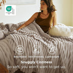 Bedsure GentleSoft Fleece Bed Blankets Full Size - Cozy Soft Blankets for Women, Cute Small Throws for Girls, Linen, 84x90 Inches