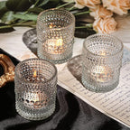 36 Packs Votive Candle Holders, Glass Candle Holders Bulk Tealight Candle Holder for Table Clear Tea Light Candle Holder for Wedding Christmas Party