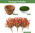 INQCMY Fall Artificial Faux Hanging Flowers Plants Basket for Outdoor Outside Decoration,Fake Silk Daisy in Planter Realistic UV Resistant for Home Porch Balcony Patio Yard Autumn Decor（Orange Brown）