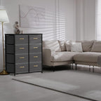 SIMPLE HOUSEWARE 8 Drawer Wide Dresser Tall Storage Tower, Dark Grey