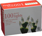 Holiday Pride Warm White Christmas Tree Lights - 100 Count Clear White Christmas Lights on Green Wire (24 Ft) - Indoor/Outdoor Use - UL Listed - Static & Blinking Modes - Connectable