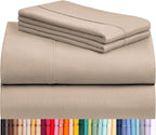 LuxClub 4 PC Queen Sheet Set, Breathable Luxury Bed Sheets, Deep Pockets Wrinkle Free Cooling Sheets Machine Washable Hotel Bedding Silky Soft - Light Khaki Queen