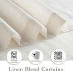 RYB HOME Linen Sheer Curtains Extra Long Window Drapes Light & Airy Translucent Panels for Bedroom Living Room, Office, Nursery, Rod Pocket Back Tab, Ivory, W 52 x L 102 inch, Set of 2