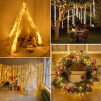 2Pcs Fairy Lights Plug in, 10Ft 200LED Copper Wire Firecracker Firefly Lights Waterproof Cluster String Lights for Ceiling Bedroom Wreath Window Wedding Christmas Tree Decor, Warm White (No Remote)