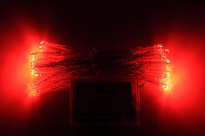 Karlling Battery Operated Red 40 LED Fairy Light String Wedding Party Xmas Christmas Decorations(Red,10 Pack)