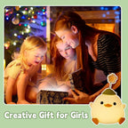 Attivolife Cute Duck Night Light, Animal Soft Silicone LED Lamp with Dimmable and Timer, Portable USB Rechargeable Bedroom Bedside Table Decor, Birthday Christmas Gifts for Girl Boy (Flower Hat)