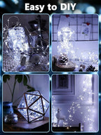 4 Pack 100 LED Fairy Lights Battery Operated with Remote, 33FT Waterproof Twinkle Lights with Timer & 8 Modes, Fairy String Light Outdoor Indoor for Bedroom Classroom DIY Christmas Decor (Cool White)