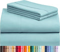 LuxClub 4 PC King Sheet Set, Deep Pockets Wrinkle Free Cooling Bed Sheets Hotel Bedding for Women, Men, Kids & Teens, Includes 1 Fitted Sheet, 1 Flat Sheet and 2 Pillowcases - Silky Soft Aqua