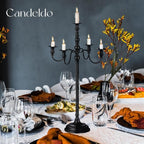 Black Candelabra Halloween Decorations: 28 Inches Floor Gothic Candle Holder 5 Arm Metal Candlestick Stand for Table Fireplace Victorian Decor Set of 2