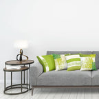 Ambesonne Grunge Throw Pillow Cushion Case Pack of 4, Abstract Design Simplistic Minimal Stripes Brushstrokes Contemporary, Modern Accent Double-Sided Digital Printing, 18", Lime Green Cream and White