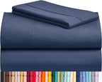 LuxClub Twin Sheets - Soft Kids Bed for Boys and Girls, 3 PC Deep Pockets Wrinkle Free Fitted Machine Washable Hotel Bedding Silky Soft- Navy