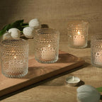 24pcs Large Votive Candle Holder, 2.7 * 3.5in Clear Glass Tea Light Candle Holders Bulk for DIY Wax Wedding Table Decor & Christmas Thanksgiving