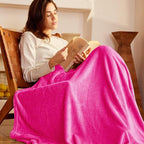 Exclusivo Mezcla Extra Large Fleece Throw Blanket for Couch, Sofa, 300GSM Super Soft and Warm Blankets, Hot Pink Throw All Season Use, Cozy, Plush, Lightweight, 50x70 Inches