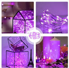 6PCS Fairy Lights Battery Powered with Remote, 7ft 20LEDs Pink Twinkle Mini Lights with Timer, Waterproof Small Silver Wire Firefly Starry for DIY Wedding Party Christmas