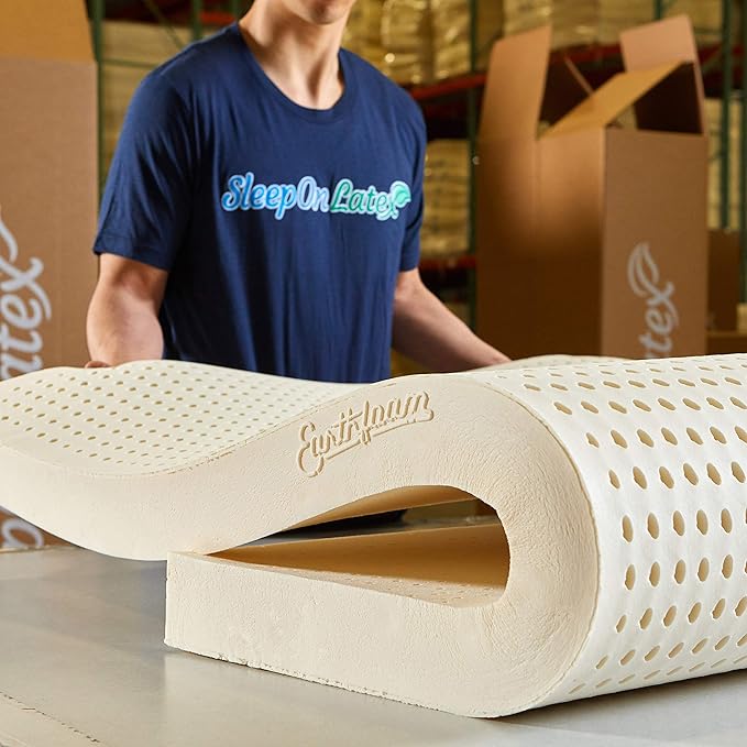 Pure Green Natural Latex Mattress Topper - Firm - 1 Inch Cal King Size (GOLS Certified Organic)