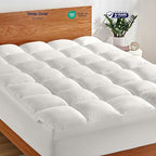 SLEEP ZONE King Mattress Topper Washable, Deep Pocket Mattress Pad, Thick Fitted Mattress Cover for Back Pain, Breathable Mattress Protector, Hotel Quality (White, King)
