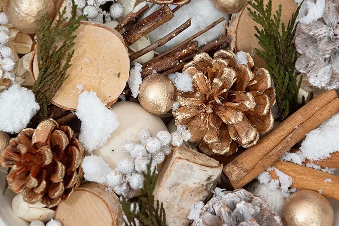 ANDALUCA Frosted Pine Winter Pinecone Fragrance Potpourri (Winter White)