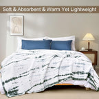 PHF 100% Cotton Tie-dye Waffle Weave Blanket Queen Size,Soft Breathable Skin-Friendly Durable Layering for All Season, Manual Elegant Delicate Pattern for Bed, Home Decor, Couch,Tie Dyed Green, 90x90