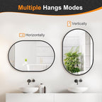 Bathroom Mirror for Wall,30''x20'',Black Oval Mirror for Bedroom Entryway Bathroom, Metal Framed Vanity Mirror(30''x20'',Black)