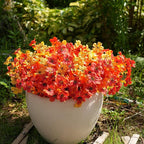 Artificial Flowers for Outdoor, UV Resistant Fake Silk Flowers, Realistic Faux Plants for Outside Indoor Porch Patio Window Box Planter Home Decor (16, Fall OrangeRed Yellow)