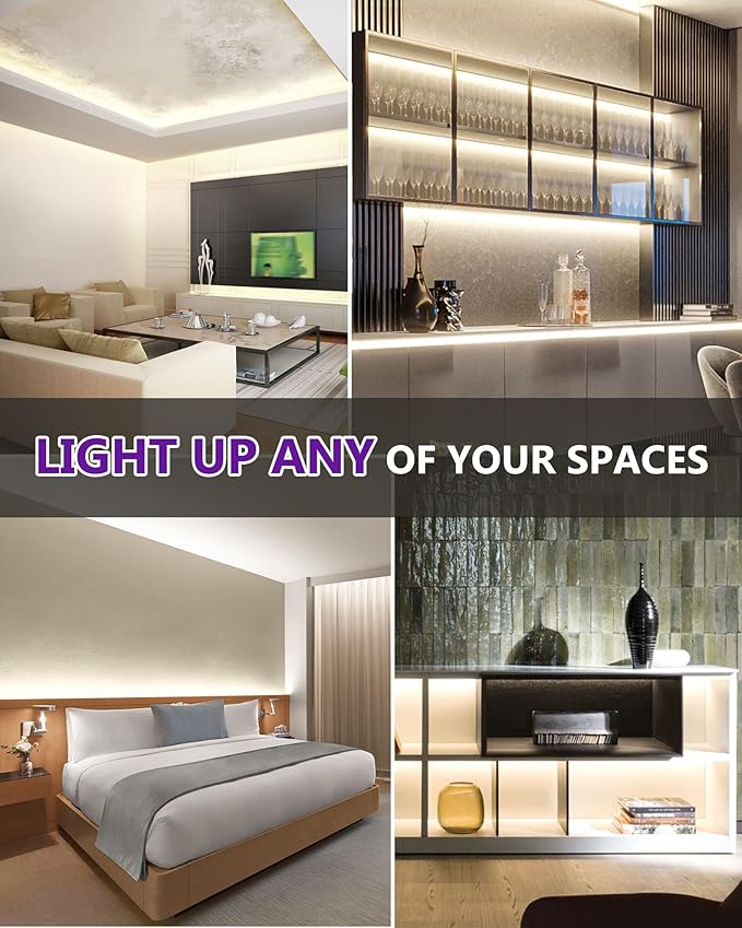 HitLights COB LED Strip Lights Neutral White 4000K, 32.8ft Premium High Density 24V Tape Light, 5120LEDs, 350+ LM/FT, CRI 90+, IP30, Lighting for Kitchen, Cabinets,UL Listed(Power Source Not Included)