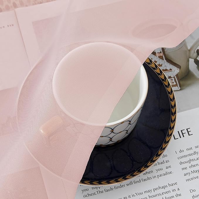 Aiyufeng Blush Pink Sheer Curtains 84 Inches Long 2 Panels Set, Light Filtering Soft Airy Voile Rod Pocket Baby Pink Sheer Window Drapes for Bedroom Living Room, Each 40Wx84L Inches