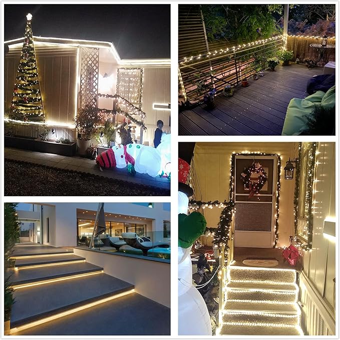 50Ft LED Rope Lights, Cuttable LED Strip Lights Outdoor Waterproof Decorative Lighting for Indoor/Outdoor Decorations,Eaves,Backyards Garden,Party and Bedroom Decorations(Warm White)