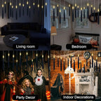 GenSwin 22pcs Flameless Floating Candle with Magic Wand Remote Timer, Battery Operated Hanging Window Candles Flickering, 6.1" LED Electric Candles for Christmas Halloween Decorations(Black)