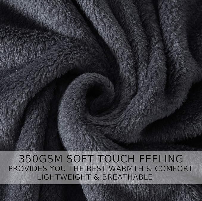 Soft Queen Size Blanket for All Season Warm Fuzzy Microplush Lightweight Thermal Fleece Summer Autumn Fall Winter Spring Blankets for Queen Full Bed Couch Sofa,90x90 Inches,Dark Gray