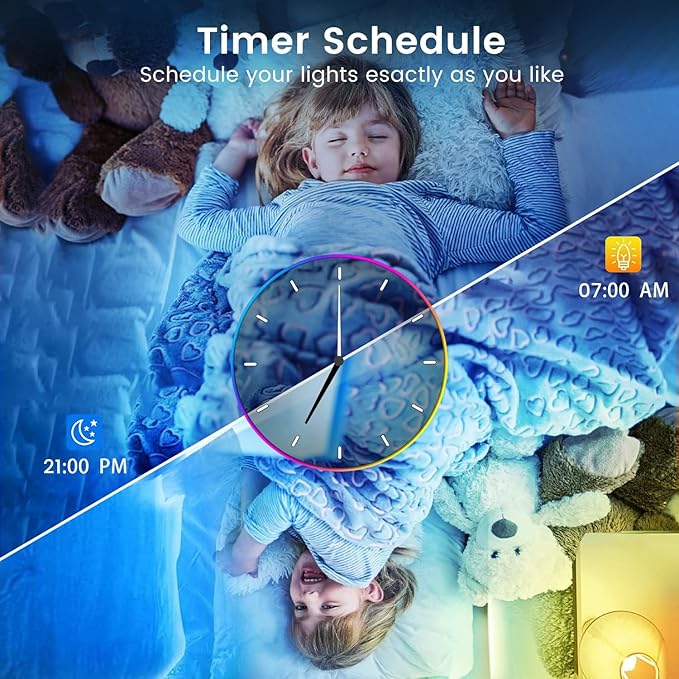TJOY 65.6ft Kids Bluetooth LED Strip Lights, Music Sync Tape Lighting RGB Color Changing Lighting with Penguin Style Remote, APP Control, LED Lightis for Bedroom, Room DIY (APP+Remote+Mic)