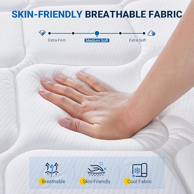Avenco Full Size Mattress, 12 Inch Full Mattresses in a Box, Hybrid Mattresses with Comfort Foam and Pocket Coils for Pressure Relief, Motion Isolation