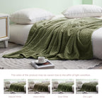 Exclusivo Mezcla Fleece Twin Size Blanket for Bed, 90x66 Inches Soft Cozy Jacquard Flannel Blankets, Lightweight Fuzzy Plush Warm for Winter, Olive Green