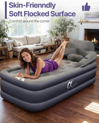 A-ER-FA Twin XL Air Mattress with Headboard and Built in Rechargeable Air Pump & Cup Holder – Premium Comfort Blow Up Mattress & Inflatable Mattress, Colchon Inflable Air Bed for Guests & Home Use