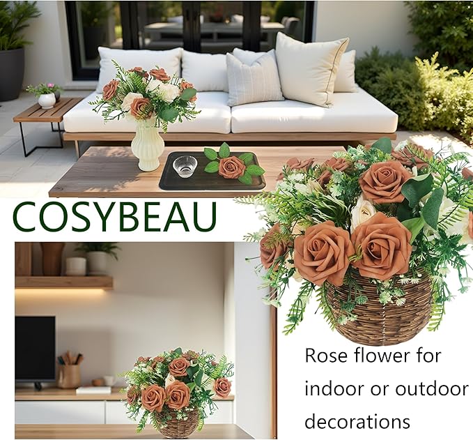 Artificial Rose Flowers 25pcs, Orange Foam Fake Rose Faux Flower for Wedding Bouquets Bridal Shower Centerpieces Floral Arrangements Home Decorations Party Backdrops Table