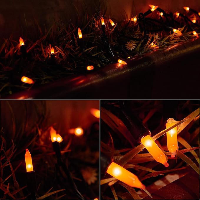 Twinkle Star 50 LED Battery Operated Halloween Lights 16 ft Mini String Lights, Waterproof Tree Lights with 8 Lighting Modes, Indoor Outdoor Patio Garden Party Wedding Decorations, Orange