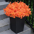 Artificial Faux Flowers for Outdoor 16 Bundles Boxwood Fake Morning Glory for Planter,UV Resistant Fake Flowers for Home Porch Patio Outside (Fall Red)